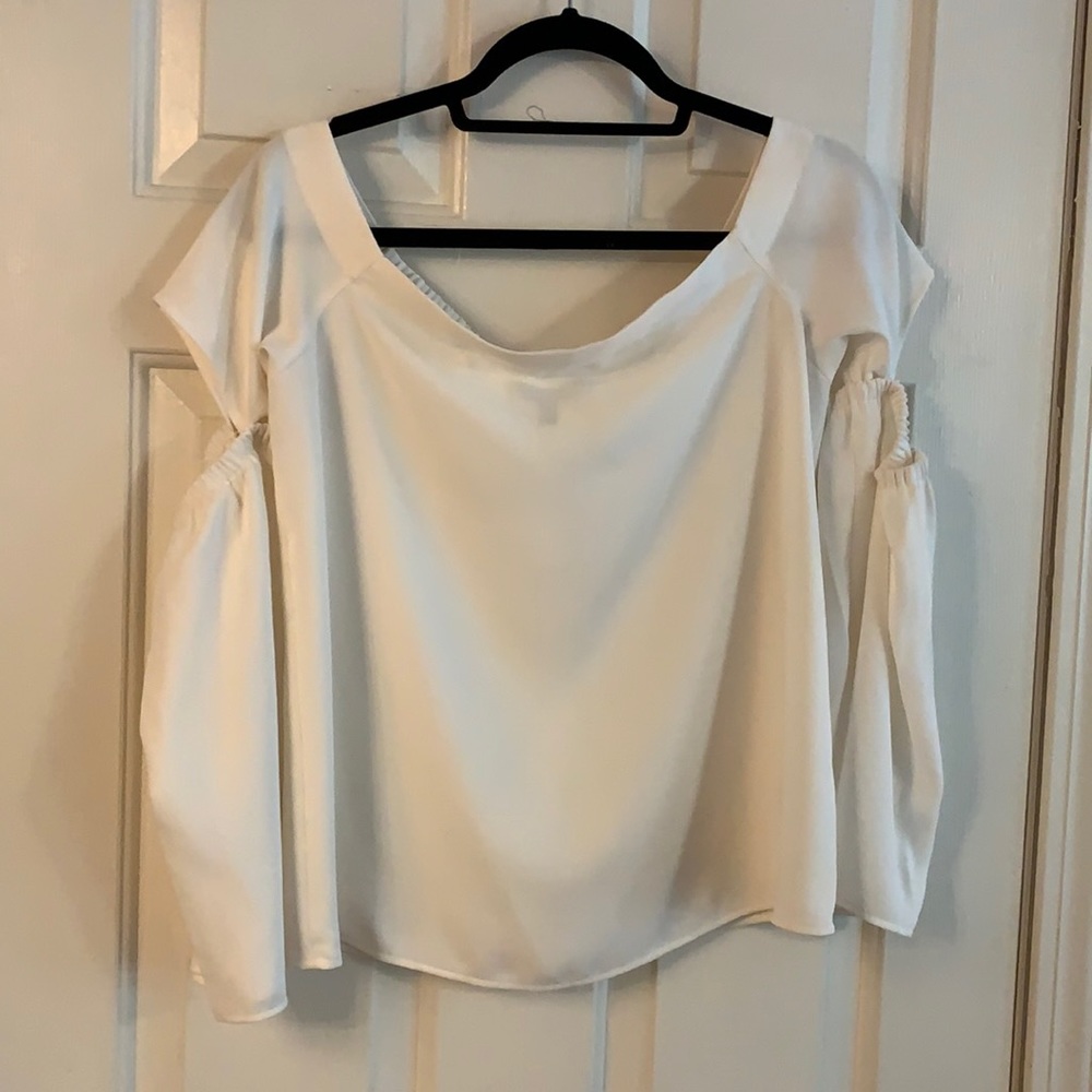 Off the shoulder split sleeve blouse